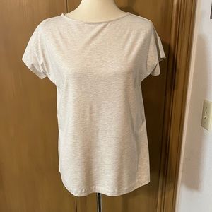 JJill Luxe Supima short-sleeve tee, XS oatmeal color.